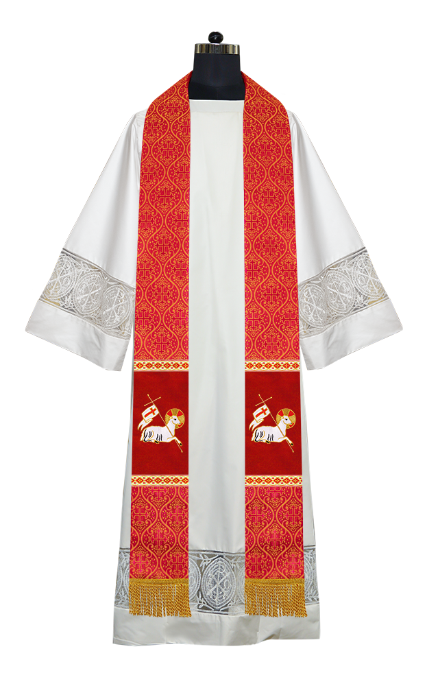 Embroidered LAMB Liturgical Clergy stole