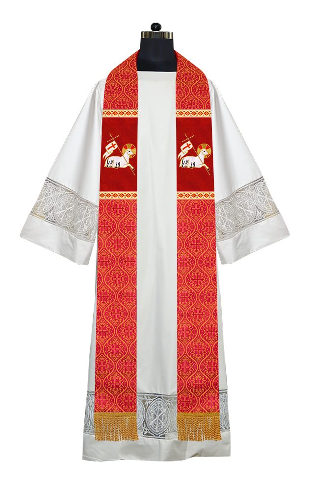 Embroidered LAMB Liturgical Clergy stole