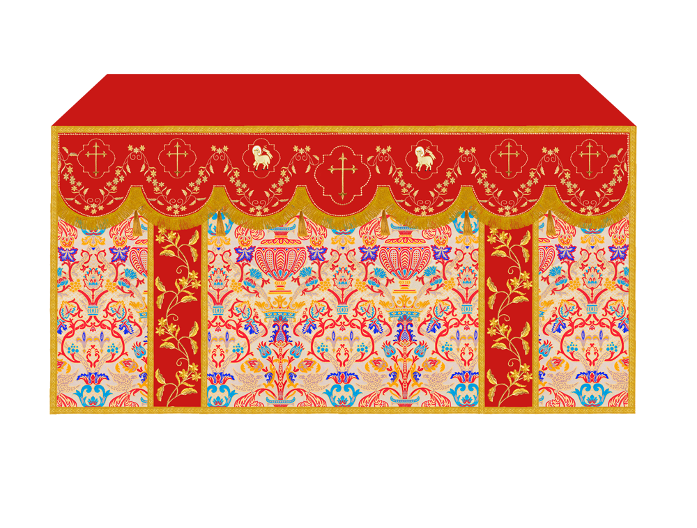 Floral Embroidery Tapestry Altar Cloth with motif
