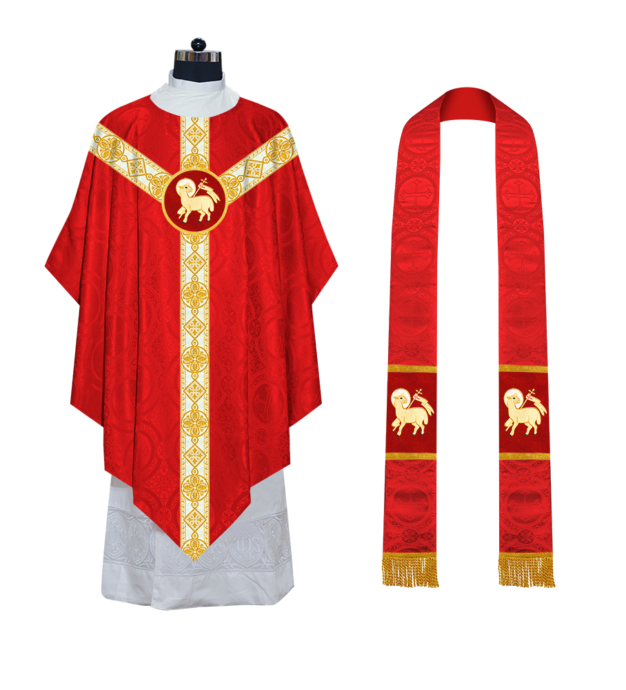 Traditional Pugin Style Chasuble Adorned with White Braids