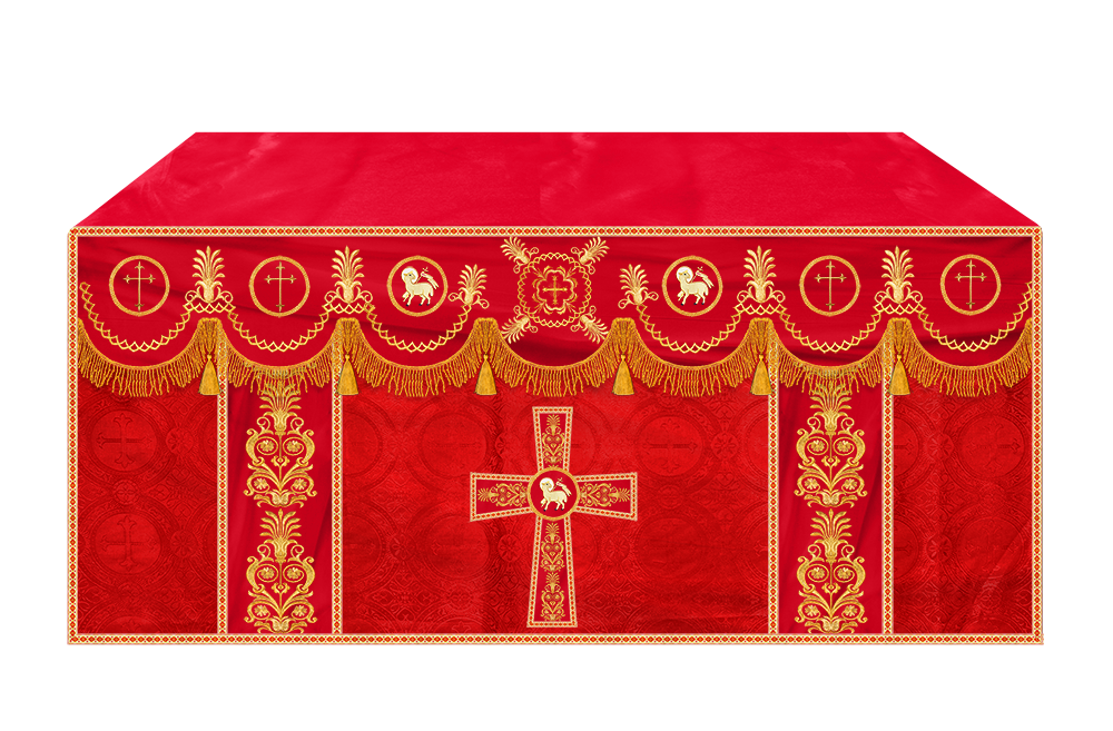 Altar Cloth with Embroidered Motif and Trims