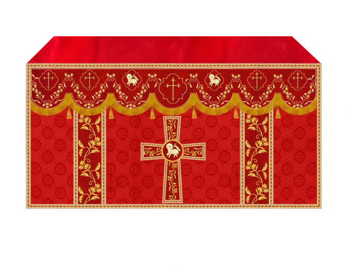 Elegant Embroidered Altar Cloth with Decorative Trim