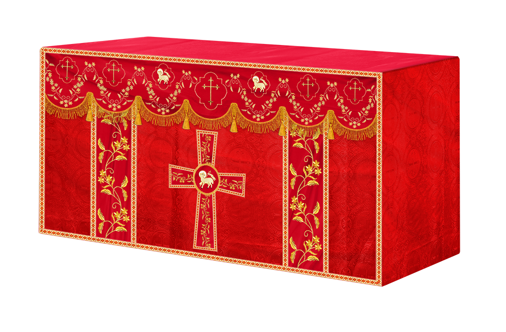 Altar Table Cloth With Floral Embroidery trims
