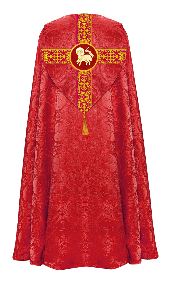 Gothic Cope Vestment with Cross type Braided Trims and motif