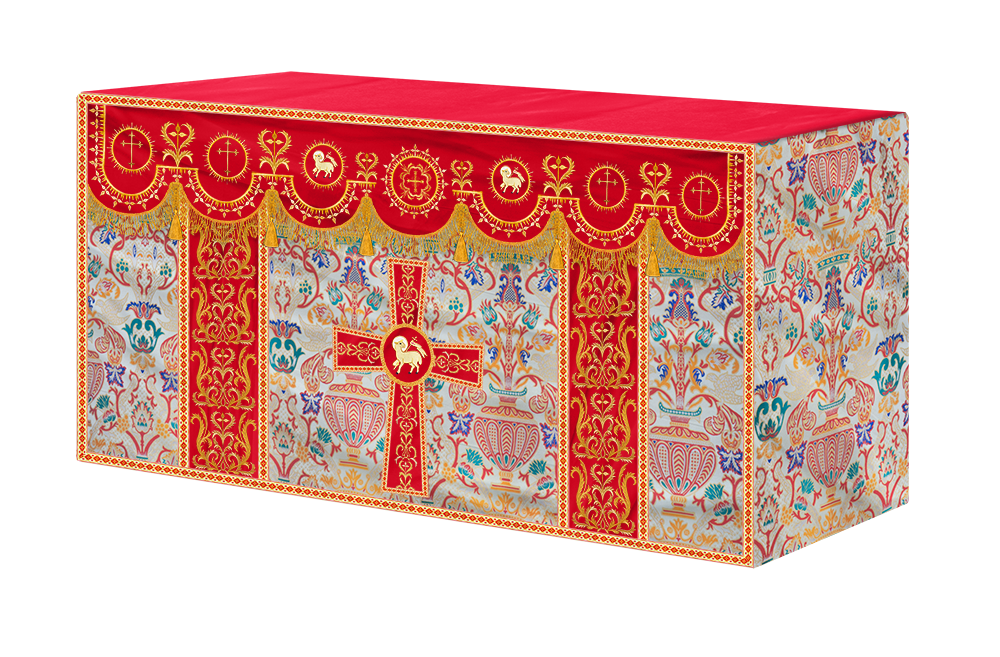 Tapestry Altar Cloth with Elegant Embroidered Trims