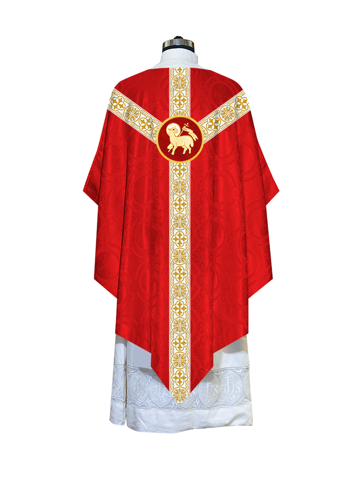 Traditional Pugin Style Chasuble Adorned with White Braids