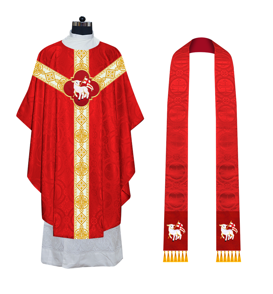 Gothic Chasuble Vestment with Motif and Trims