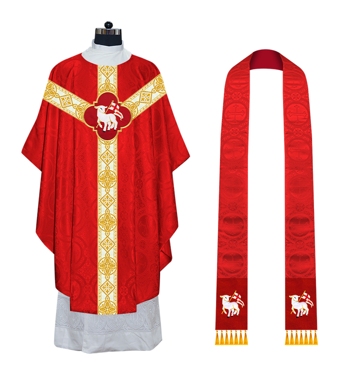 Gothic Chasuble Vestment with Motif and Trims