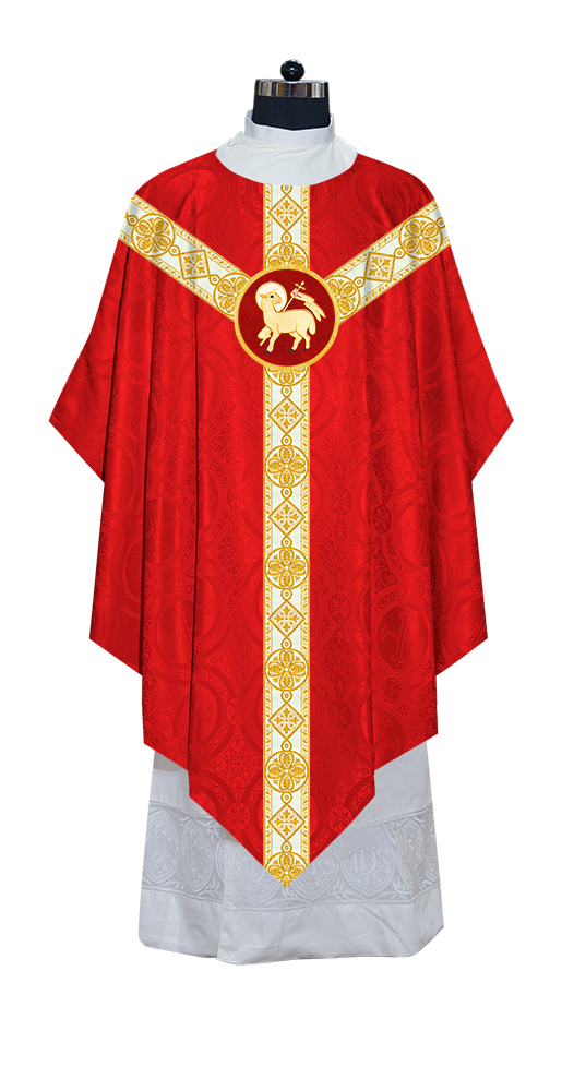 Traditional Pugin Style Chasuble Adorned with White Braids