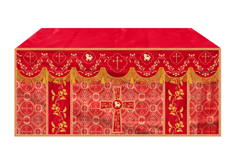 Altar Table Cloth With Floral Embroidery trims