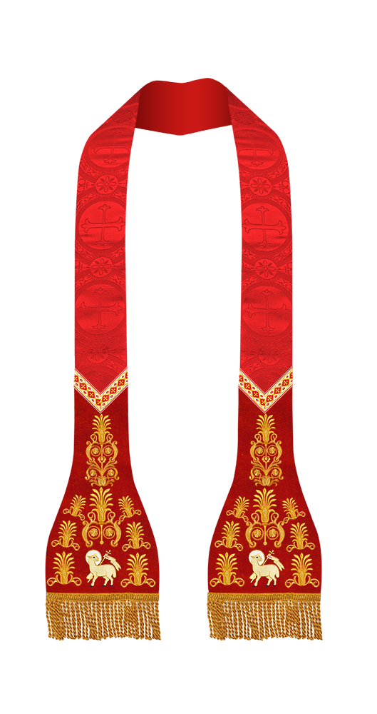 Embroidered Roman stole with Motif and trims