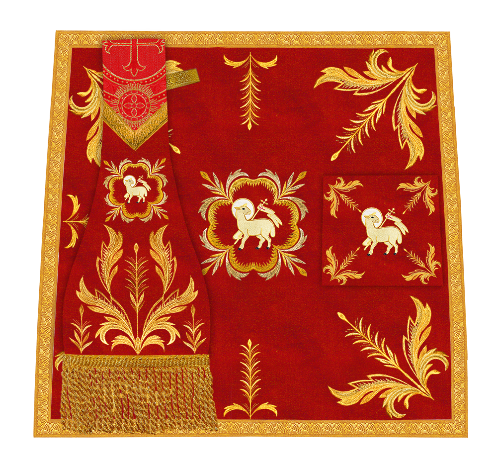 Set of Four Roman Chasuble with liturgical motifs