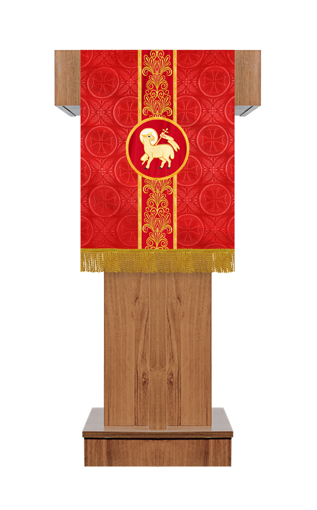 Traditional Altar Cloth Adorned with Embroidered Trims and Motif