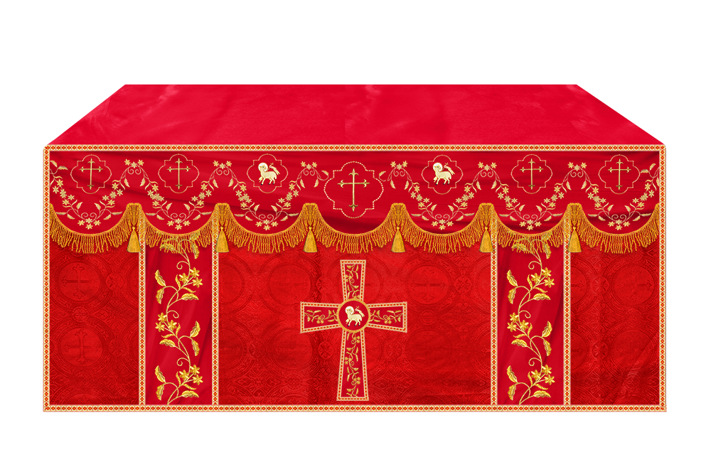 Altar Table Cloth With Floral Embroidery trims
