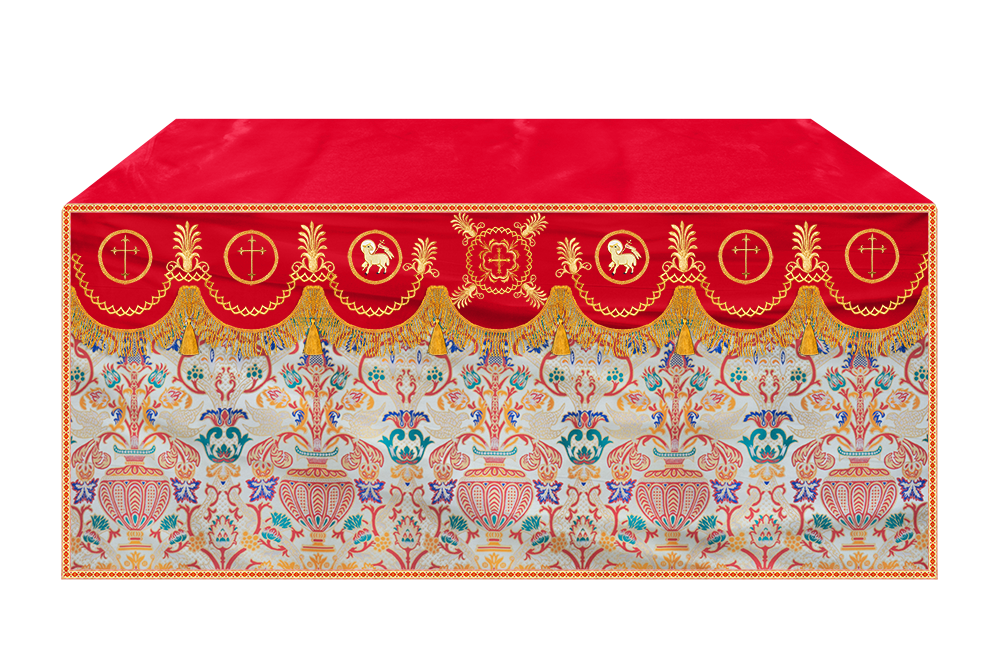 Coronation Tapestry Altar Table Cloth with Embroidered trims