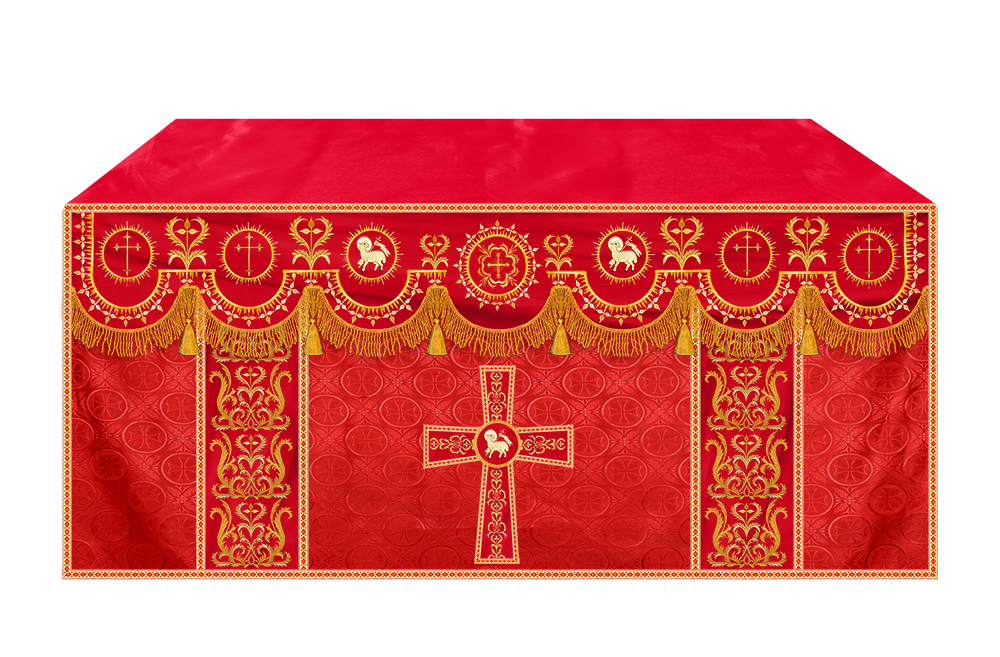Embroidered Altar Frontal with Ornate Orphrey & Cross Design