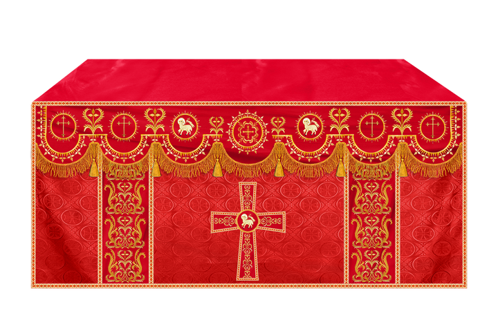 Embroidered Altar Frontal with Ornate Orphrey & Cross Design