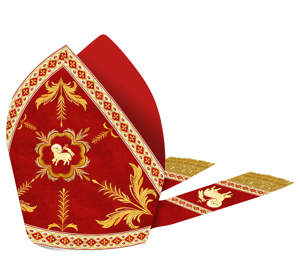 Mitre with Adorned Embroidery Motif and Trims