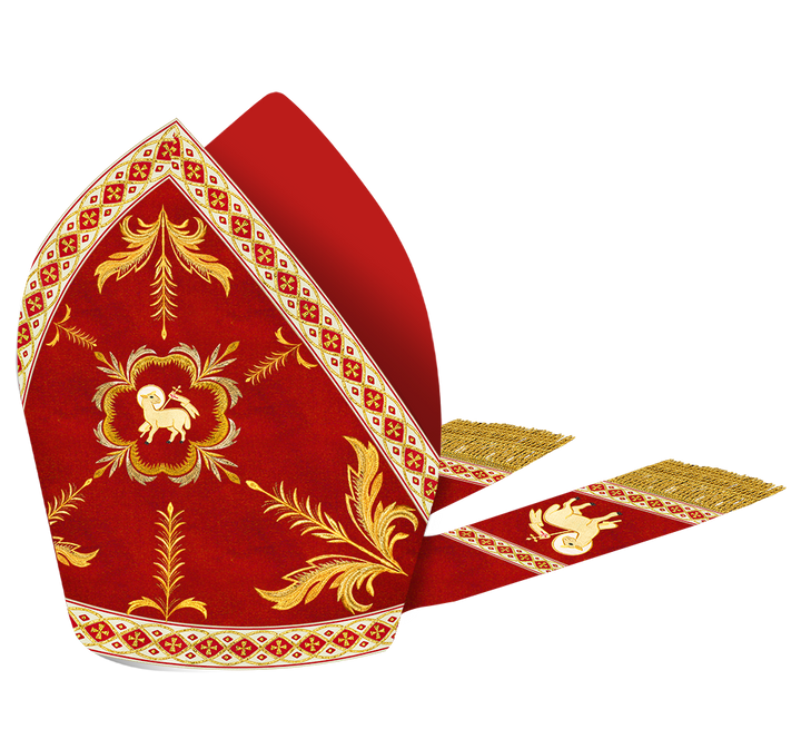 Mitre with Adorned Embroidery Motif and Trims