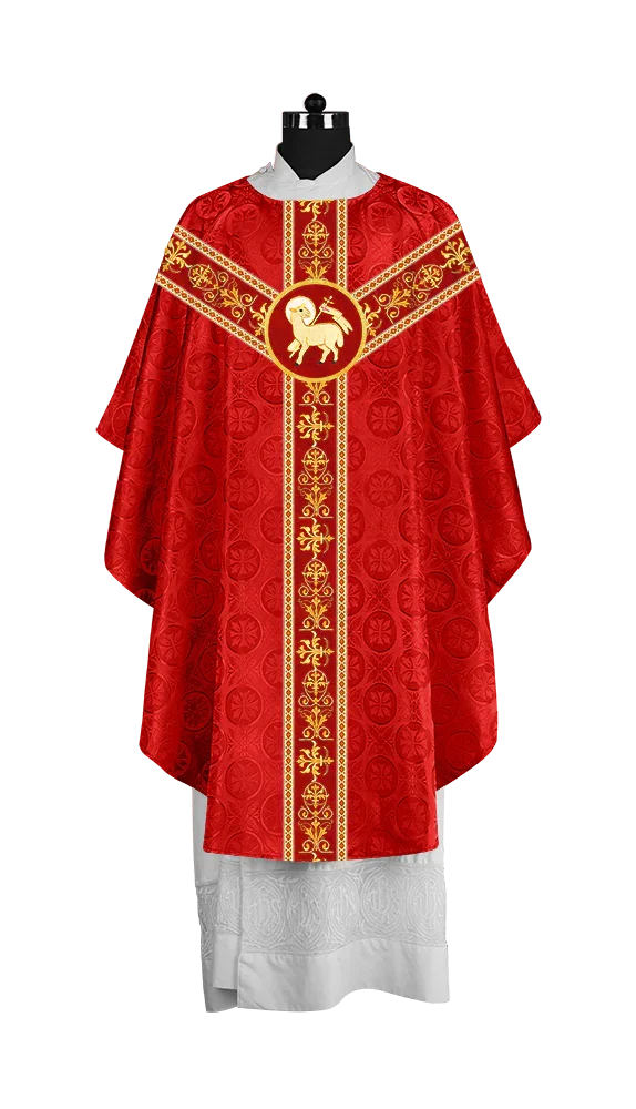 Elegant Gothic Chasuble with Embroidered Motif & Y-type Orphrey