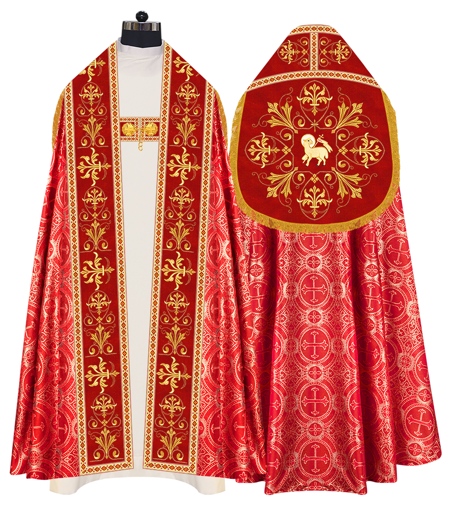 Embroidered Roman Cope Vestment with Braided Trims