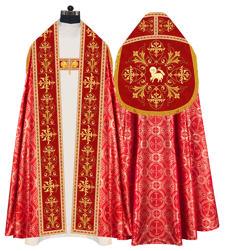 Embroidered Roman Cope Vestment with Braided Trims