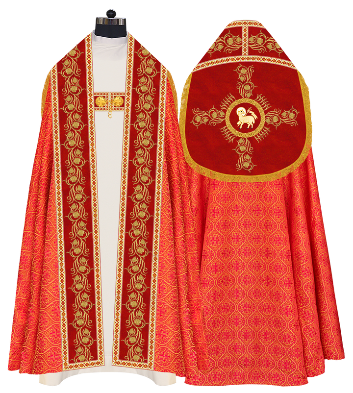 Roman Cope Vestment with Grapes Embroidered trims