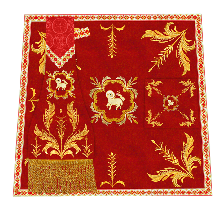 Altar Table Cloth with Fine Embroidered Trims & Spiritual Motifs