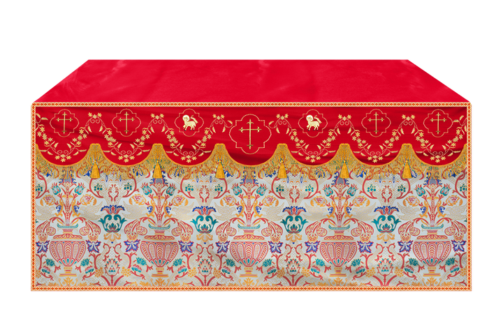 Tapestry Altar Cloth Adorned with Intricate Embroidery