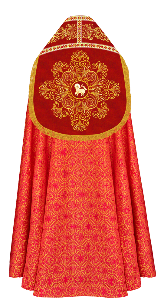 Roman Cope Vestment with Spiritual Motif and Adorned Embroidery