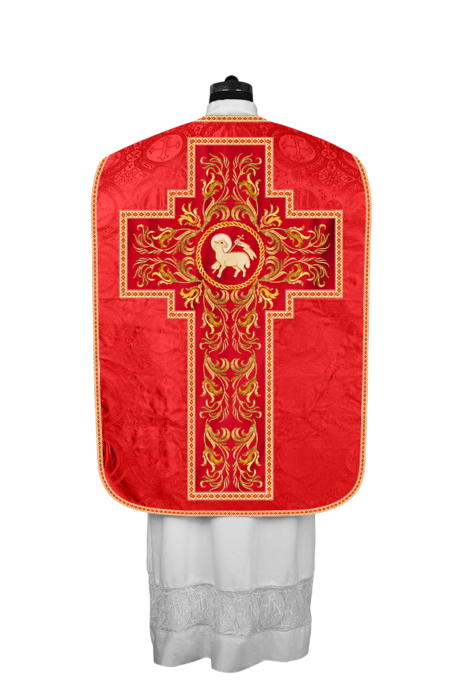 Roman Chasuble Vestment With Woven Braids and Trims