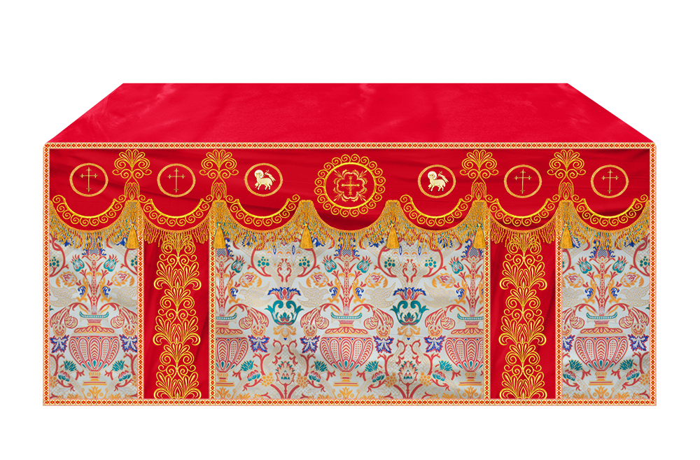 Embroidered Tapestry Altar Cloth with Ornate Orphrey