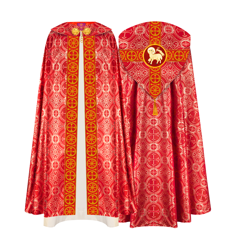 Gothic Cope Vestment with Cross Type Braided Motif