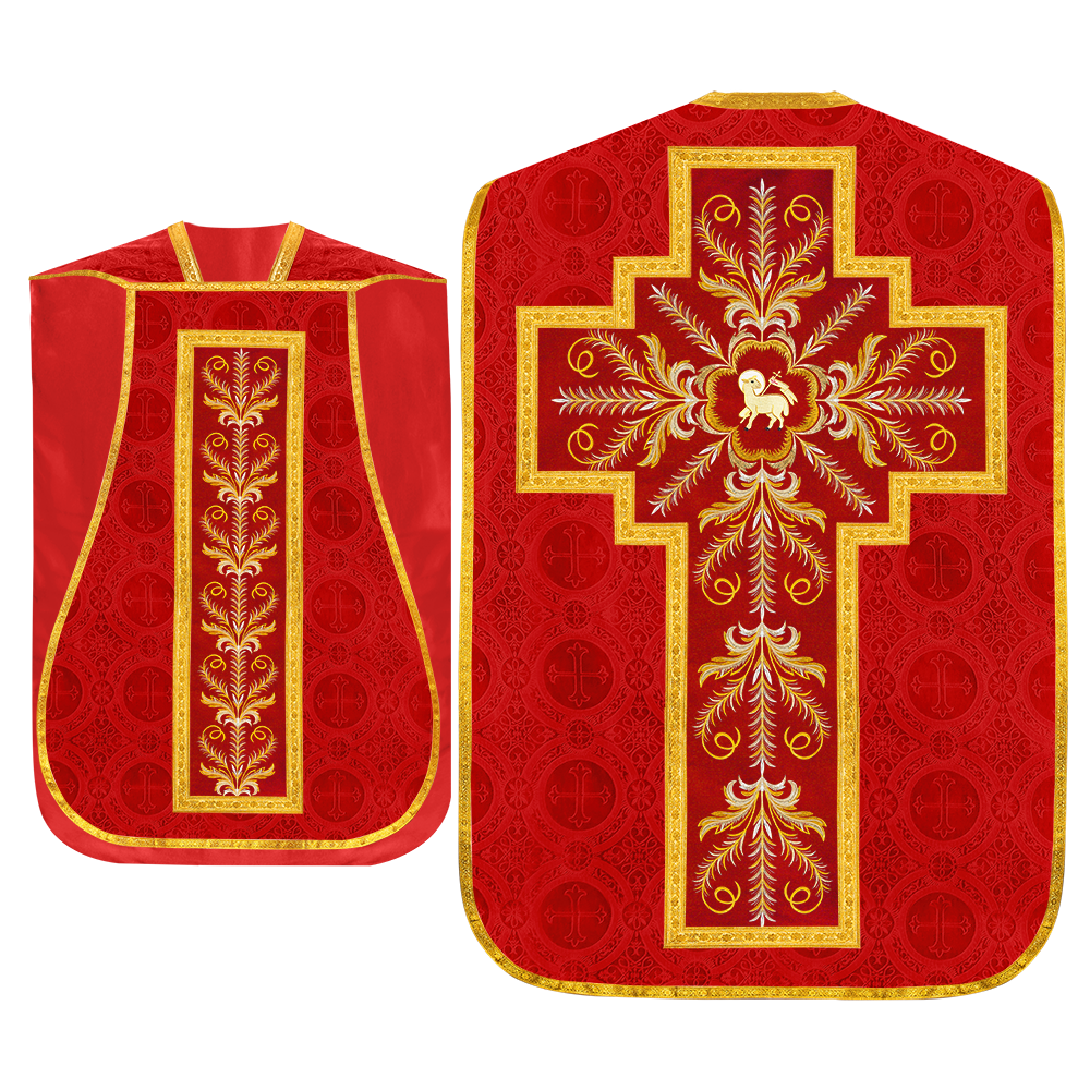 Set of Four Roman Chasuble with liturgical motifs