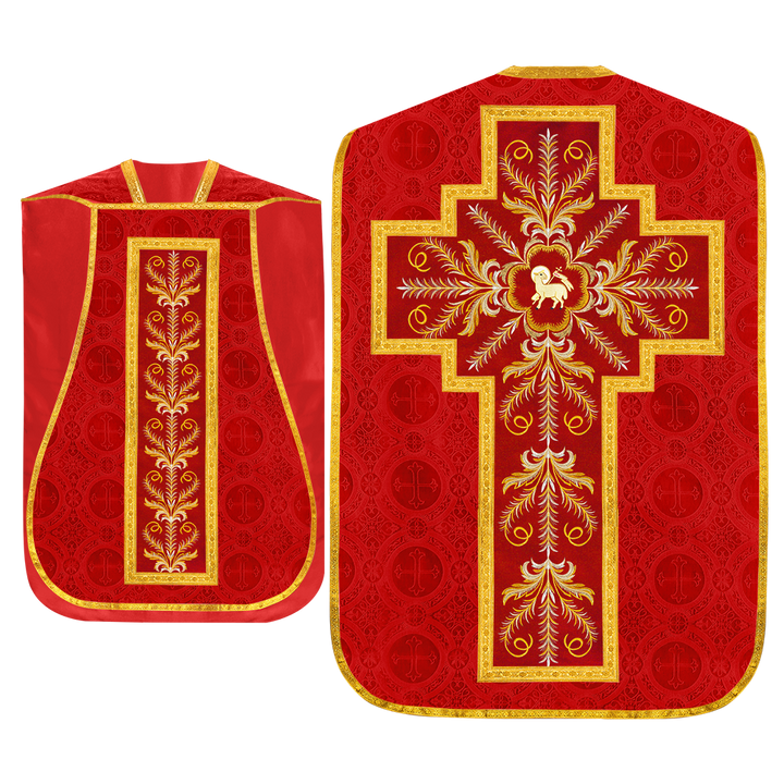 Set of Four Roman Chasuble with liturgical motifs