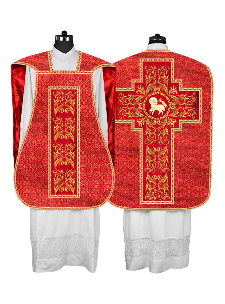 Roman Chasuble Vestment With Woven Braids and Trims