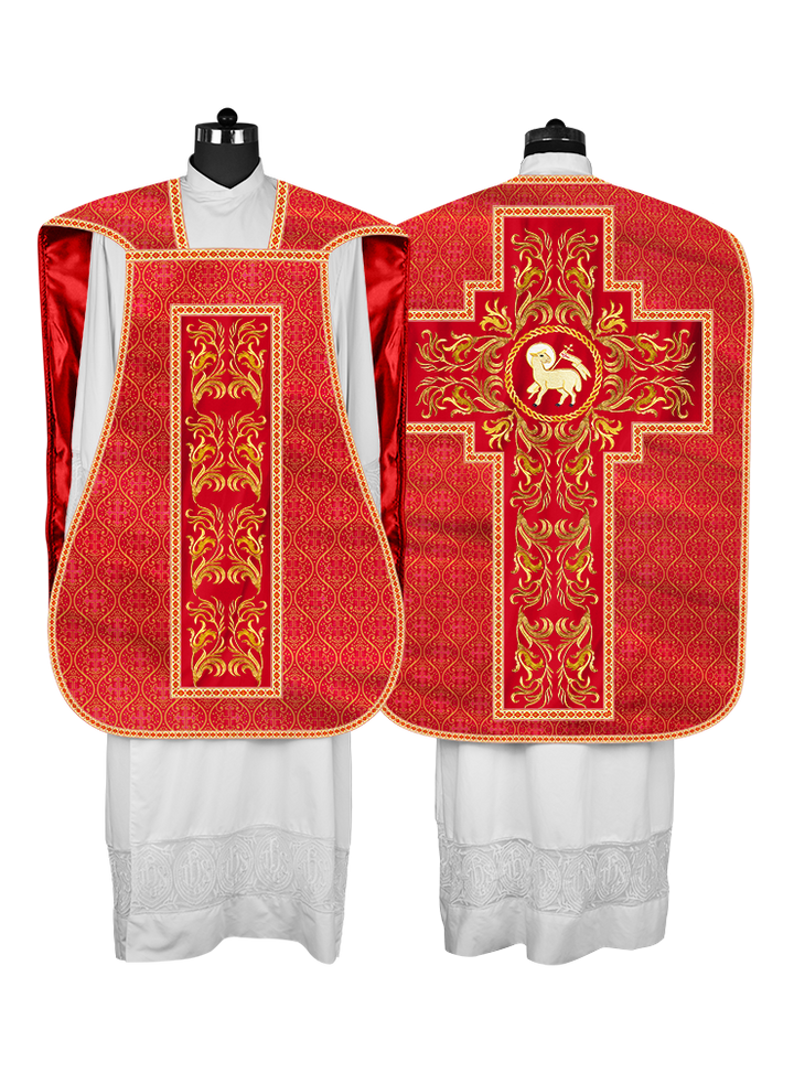 Roman Chasuble Vestment With Woven Braids and Trims