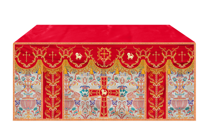 Liturgical Tapestry Altar Cloth with Detailed Embroidered Trims