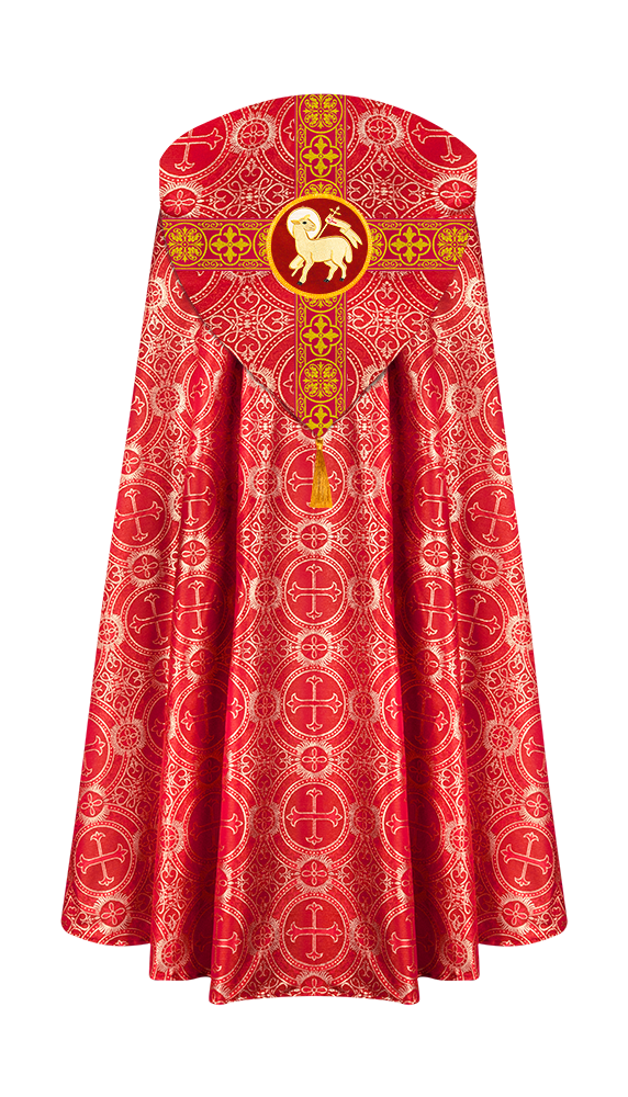 Gothic Cope Vestment with Cross type Braided Trims and motif