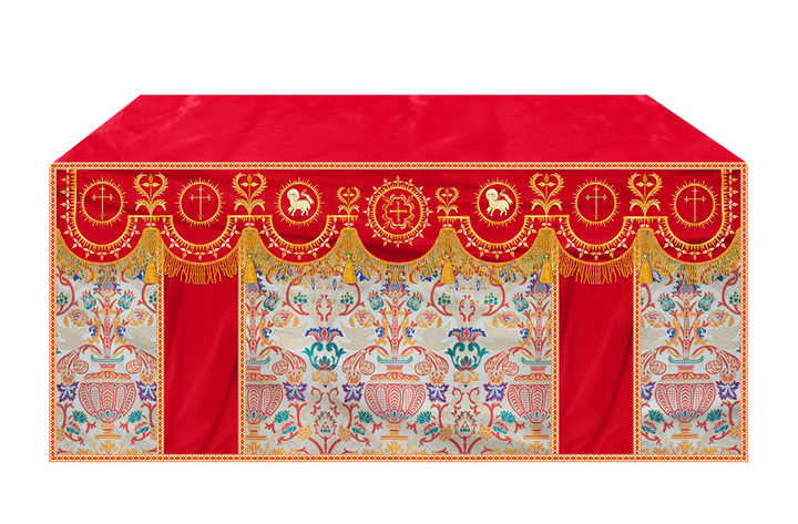 Tapestry Altar Cloth with Elegant Embroidered Trims