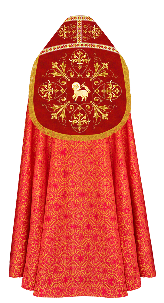 Embroidered Roman Cope Vestment with Braided Trims