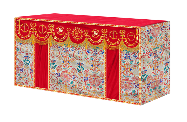 Tapestry Altar Cloth with Elegant Embroidered Trims