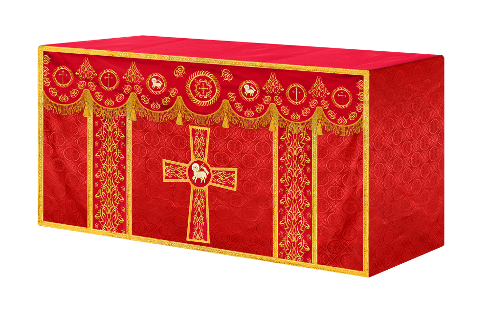 Liturgical Altar Table Cloth with Elegant Embroidery Trims