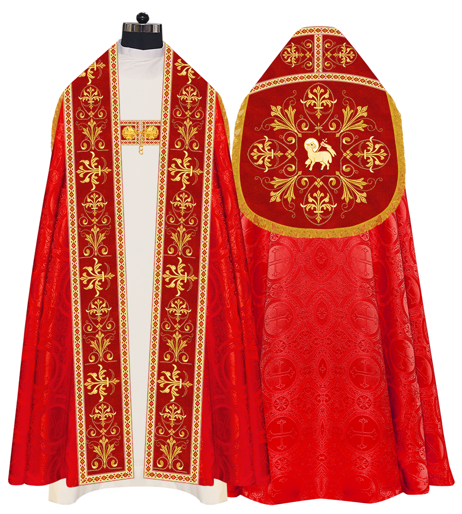 Embroidered Roman Cope Vestment with Braided Trims