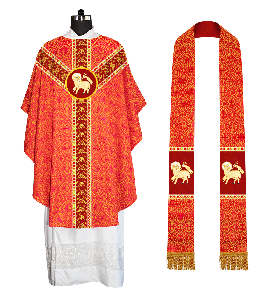 Gothic Chasuble Vestments With Adorned Orphrey And Trims