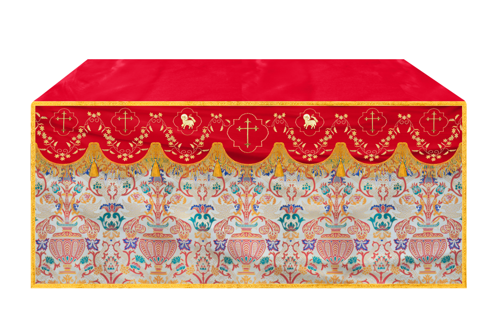 Floral Embroidery Tapestry Altar Cloth with motif