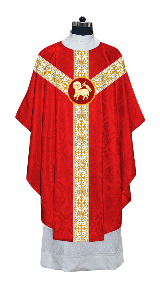 Gothic Chasuble Vestment with Motif and White Orphrey