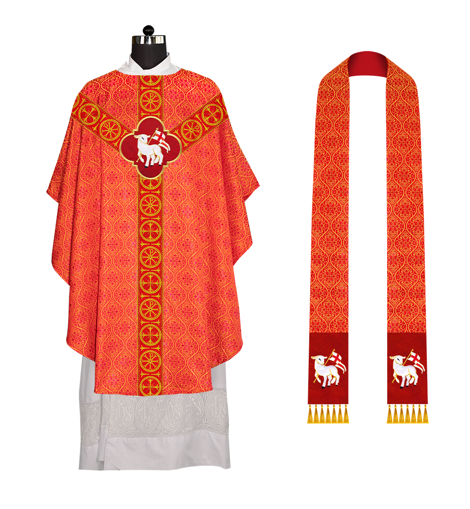 Gothic Chasuble Vestment with Y type braided orphrey