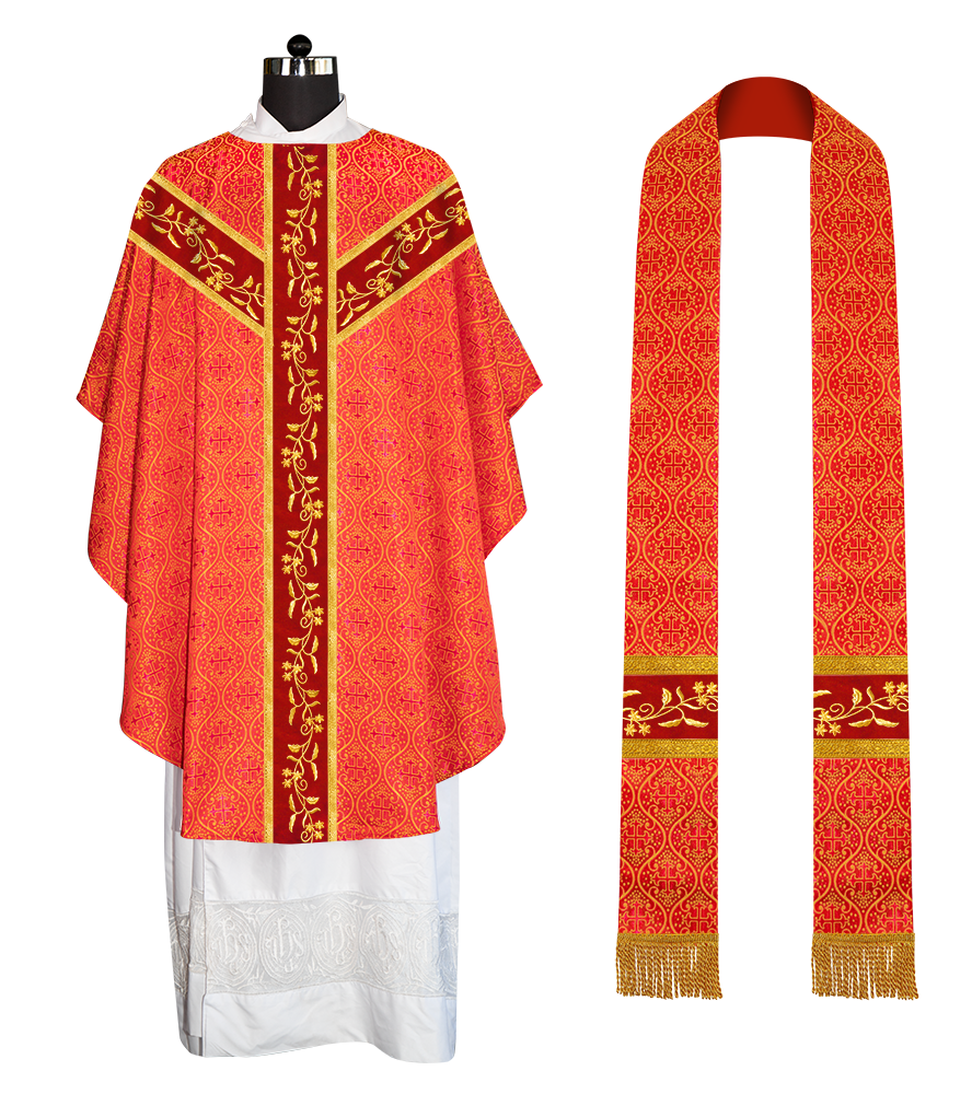 Gothic chasuble Vestment with Floral Design