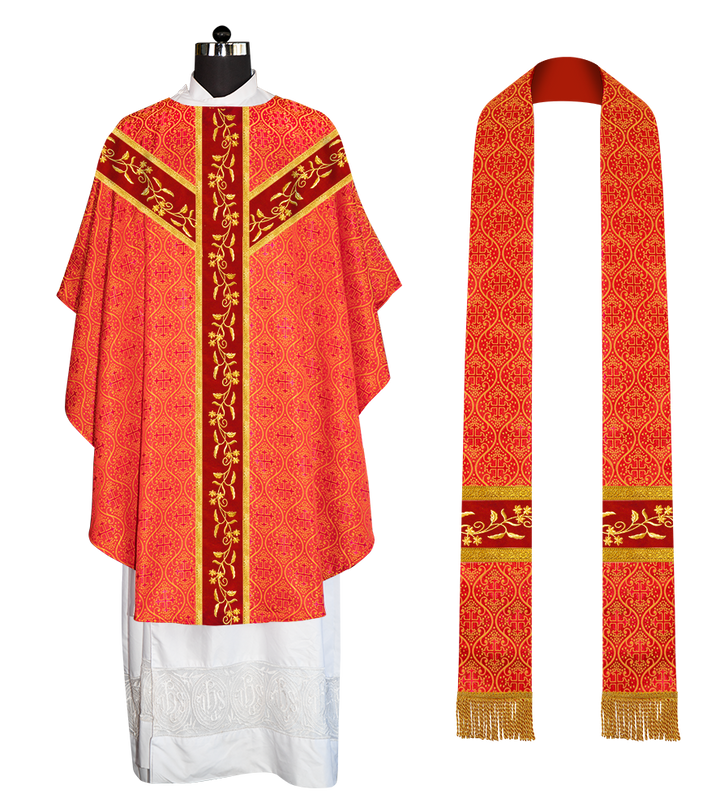 Gothic chasuble Vestment with Floral Design